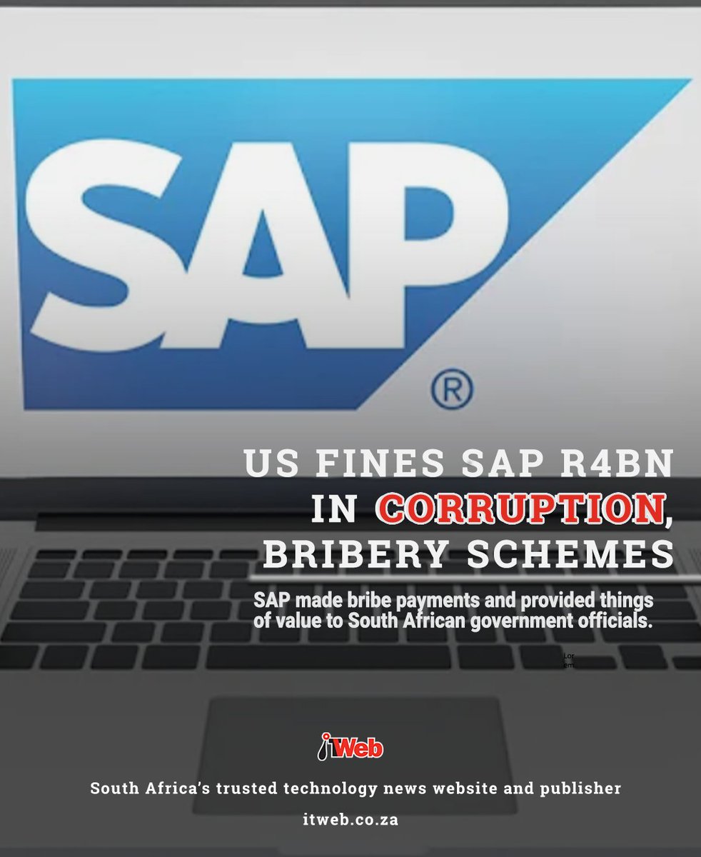 ITWeb's tweet image. German-multinational software giant SAP has agreed to pay a criminal fine of over $220 million (R4.1 billion) to the US, following investigations into corruption committed in seven countries including South Africa.
itweb.co.za/content/j5alr7…
#BusinessApplications #SAP #USJustice
