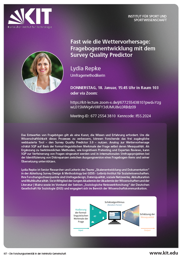 MOREData9's tweet photo. Upcoming research colloquium by @LydRep!📊

Join on Thu, 18.01, 15:45 in #ifss room 103 or via Zoom for a talk on "Questionnaire development with the survey Quality Predictor 3.0". Enhance survey design skills &amp; delve into the science behind it.
Details: https://t.co/axFzqJ7f1Y https://t.co/KhJBD0AxbG