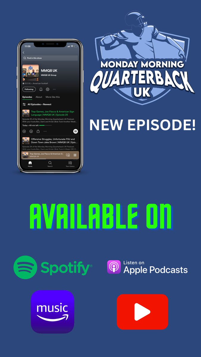 MMQB_UK's tweet photo. NEW EPISODE ALERT! EPISODE 27 is out now!

We discuss the final week of the season, the playoff bracket, what happened to the Jags and Significant Injuries.
Find the podcast on all platforms - https://t.co/EQuQpujbGF 

#nfl📷📷📷#nfluk📷#NFLTwitter📷📷📷 📷📷 https://t.co/HH1OlmbJSU