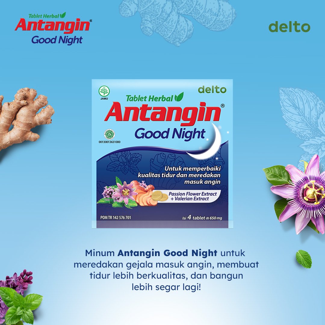 Antangin_IDN's tweet photo. Bestie, siapa disini yang merasa masuk angin sehingga tidur menjadi tidak berkualitas?

Minum Antangin Good Night, biar masuk angin hilang, tidur lebih berkualitas dan bangun pagi lebih segar lagi!

#SkipAngin #Antangin #AntanginGoodNight https://t.co/5JB4eMLDy1