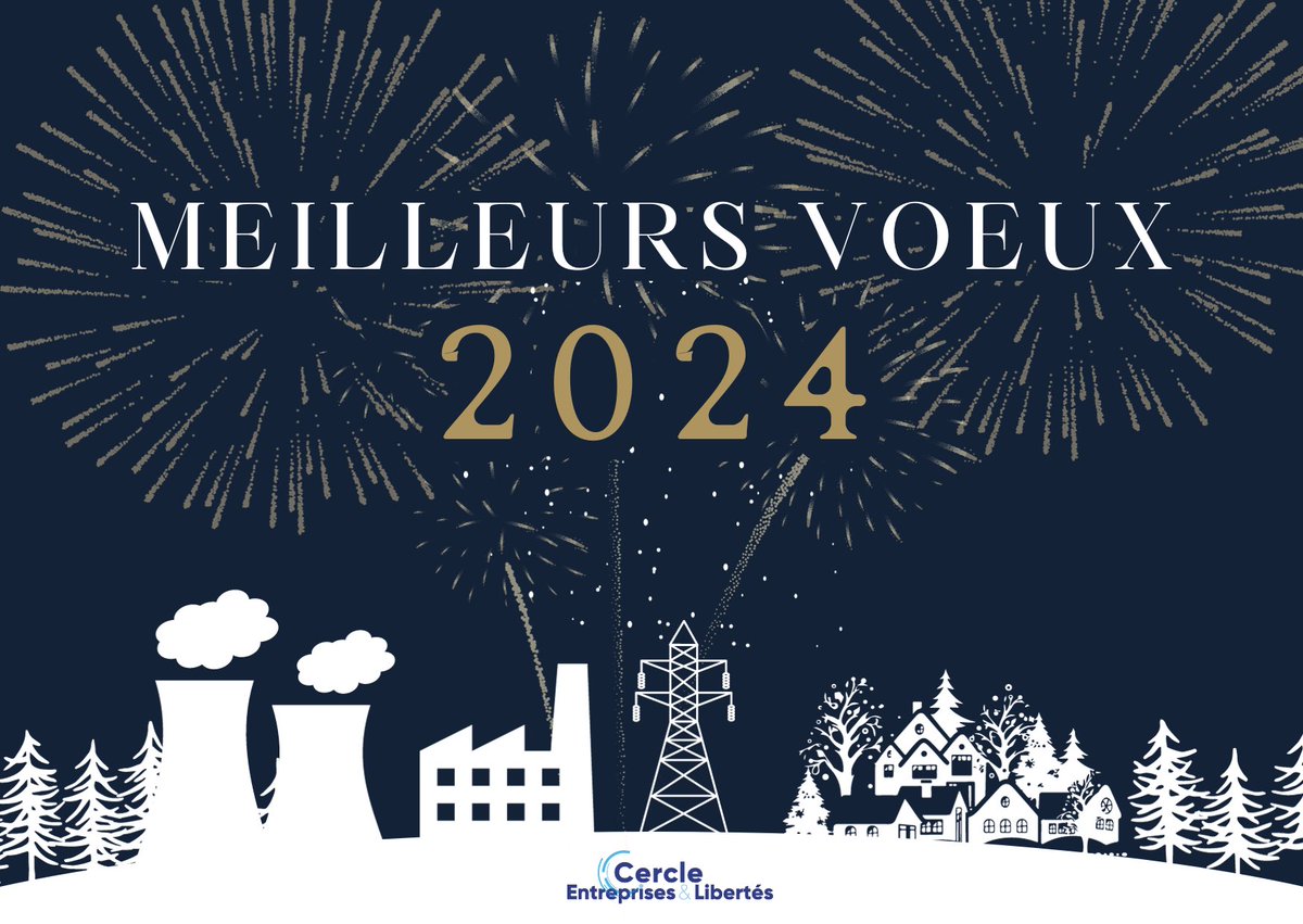 .@LoikLFP et les membres du bureau du Cercle Entreprises &amp; Libertés <a href="/LibertesCercle/">Cercle Entreprises & Libertés</a> vous souhaitent une bonne et heureuse #Année2024
Nous avons hâte de vous retrouver, le 25 janvier,  pour notre nouveau grand débat          “l’avenir du nucléaire français”