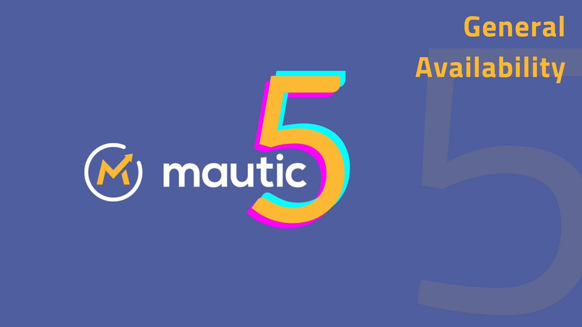 MauticCommunity's tweet photo. Mautic 5 General Availability is finally here! 🚀
7,080 files changed, 4,787 commits from 70+ contributors (thank you, amazing people!), this release is a game-changer.
Read more in our blog post: https://t.co/pXafUPhVCb
#Mautic5 #GeneralAvailability #OpenSource #Mautic https://t.co/60UsKVq6xp