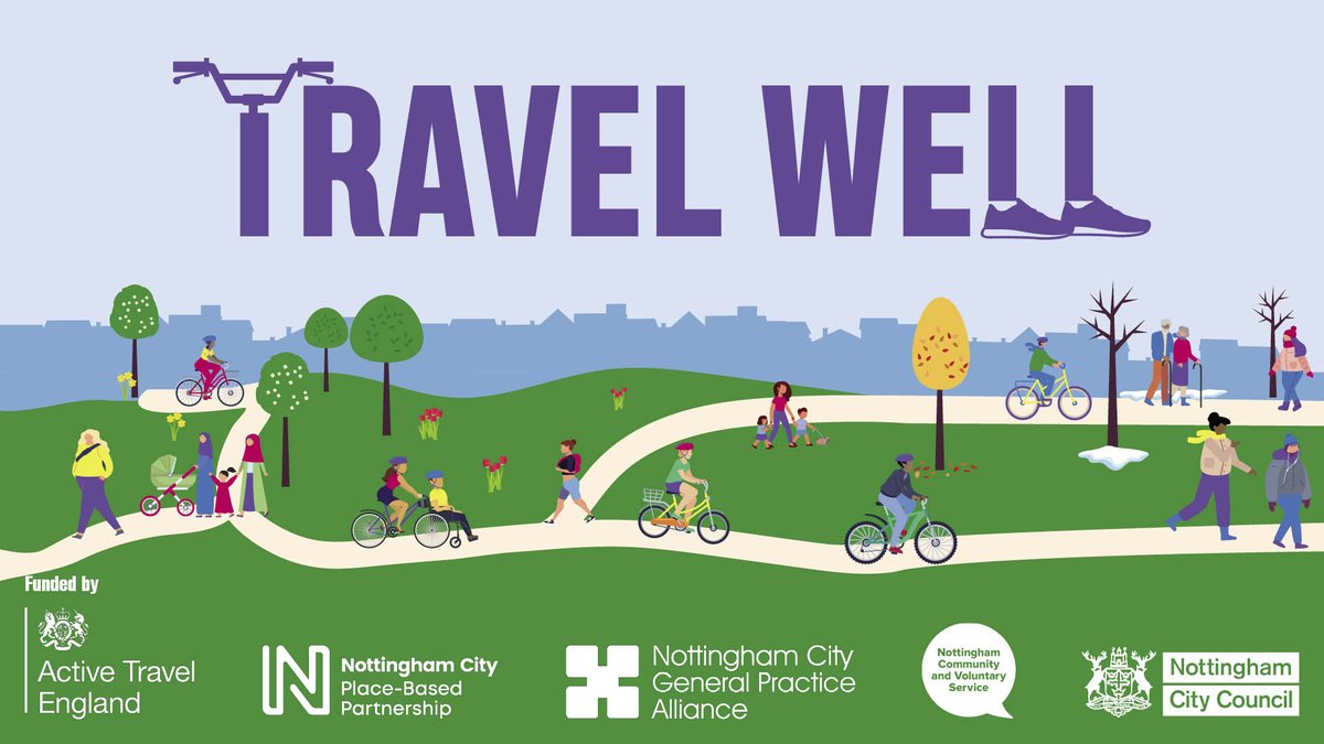 🚶Introducing Nottingham’s walking and cycling programme, Travel Well. 🚴‍♂️ Last year the Department for Transport announced that Nottingham would get funding to participate in a social prescribing trial in Aspley, Beechdale, Bilborough, Bulwell, St Ann’s and Sneinton.