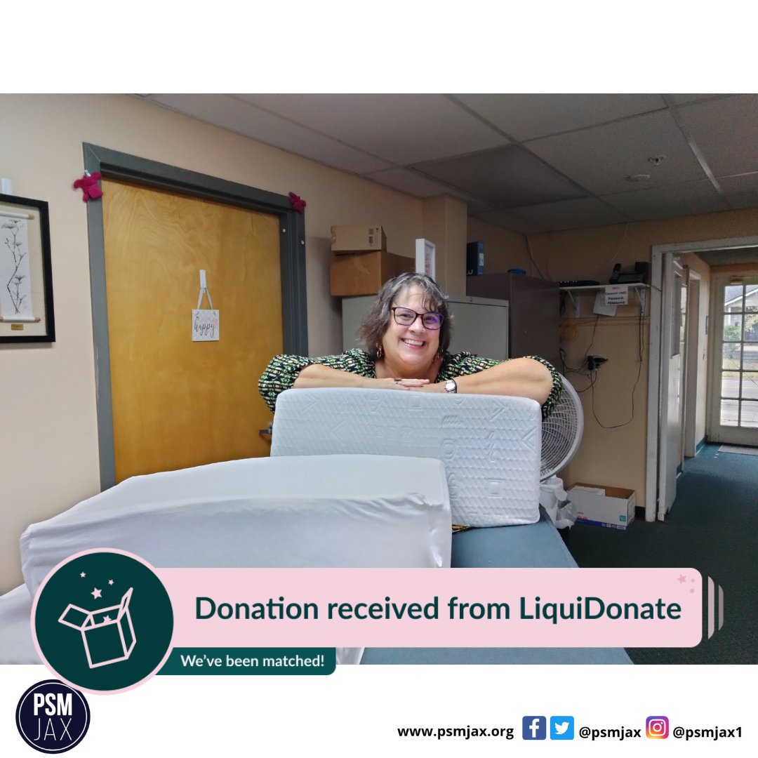 PSMJAX's tweet photo. Thank you to our partners @LiquiDonate, Beth Mixson from Family Promise of Jacksonville  received pillows from @pillowcube. She also received clothing items from our various donors. 

#PSMJax #LiquiDonate #PillowCube #Clothes ##ClothingWithPurpose #Nonprofit #JacksonvilleFlorida https://t.co/3AEynqQCdP