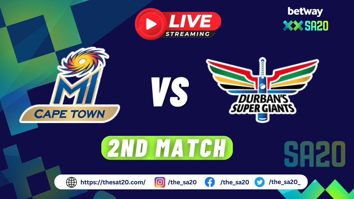 the_sa20_'s tweet photo. MI Cape Town vs Durban Super Giants Live Streaming 2nd Match of SA20

 https://t.co/GkpnFXjbCk

#MICTvsDSG #SA20 https://t.co/F4rdZkQDG4