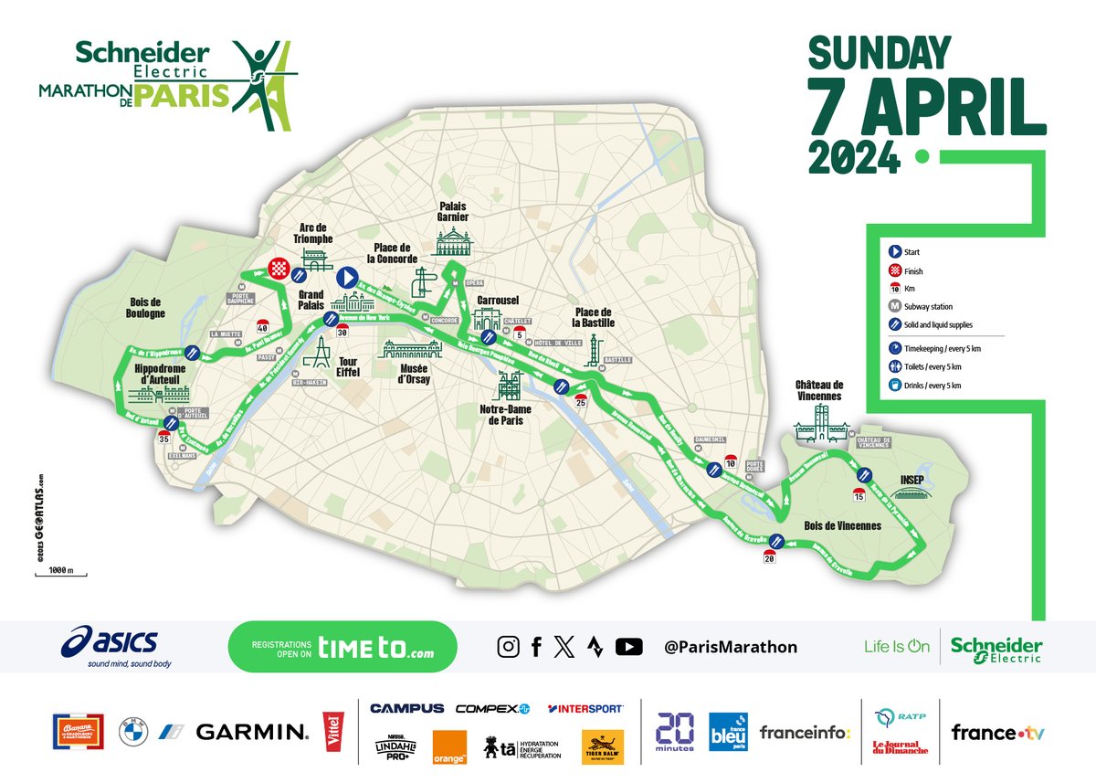 And here is the official route of the #SchneiderElectric #ParisMarathon ! 😍

The monuments of Paris will be waiting for you on April 7th, 2024 👀