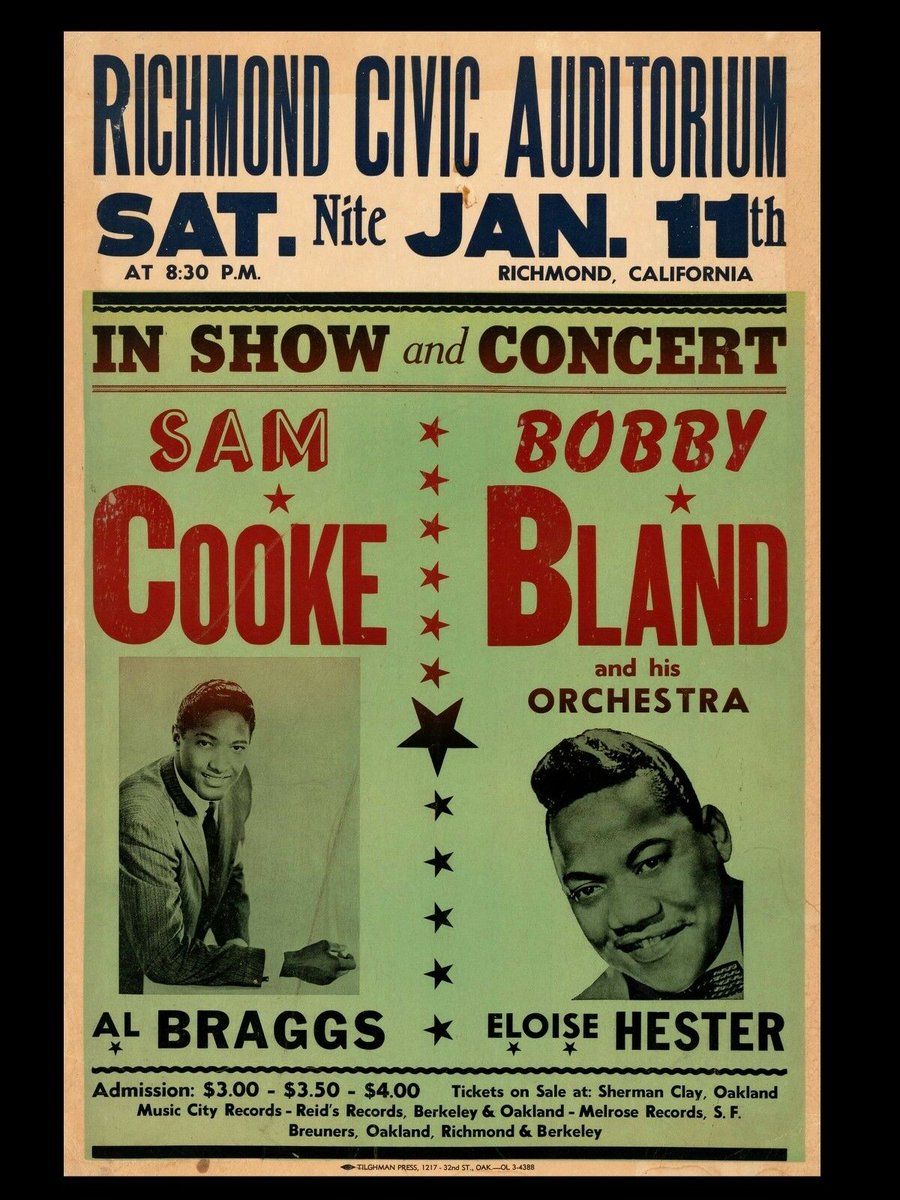 OTD in 1964 💥💥💥

January 11, 1964 Civic Auditorium, Richmond, CA 

#samCooke #BobbyBland