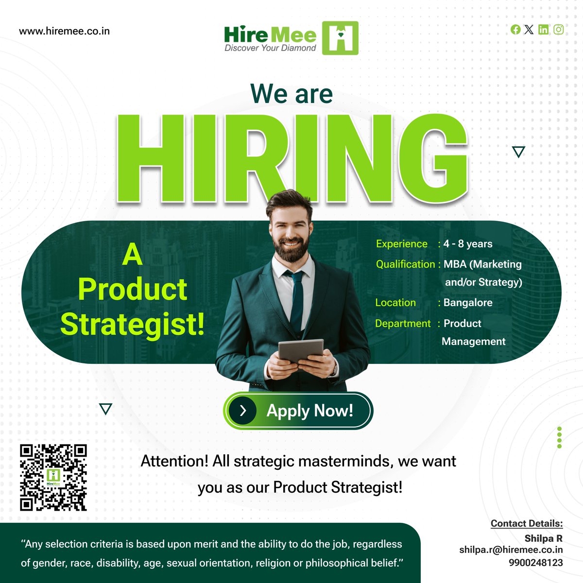 Are you ready to embrace the journey of #ProductManagement? We are #hiring a #ProductStrategist with 4-8 years of #experience in #Bangalore!
hiremee.co.in/careers-view/15

#HireMee #jobs #karnataka #india #bharat #marketing #MBA #applynow