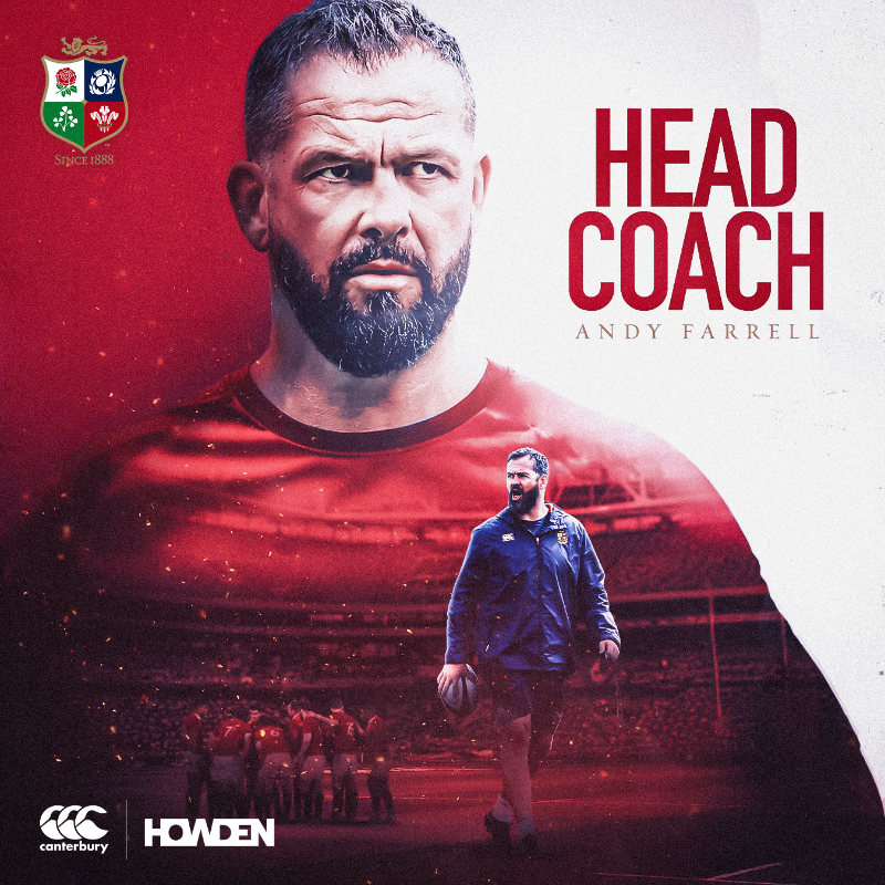 lionsofficial's tweet photo. Leading the Lions into a new era… 

Your #Lions2025 Head Coach: Andy Farrell.

#Howden @CanterburyNZ