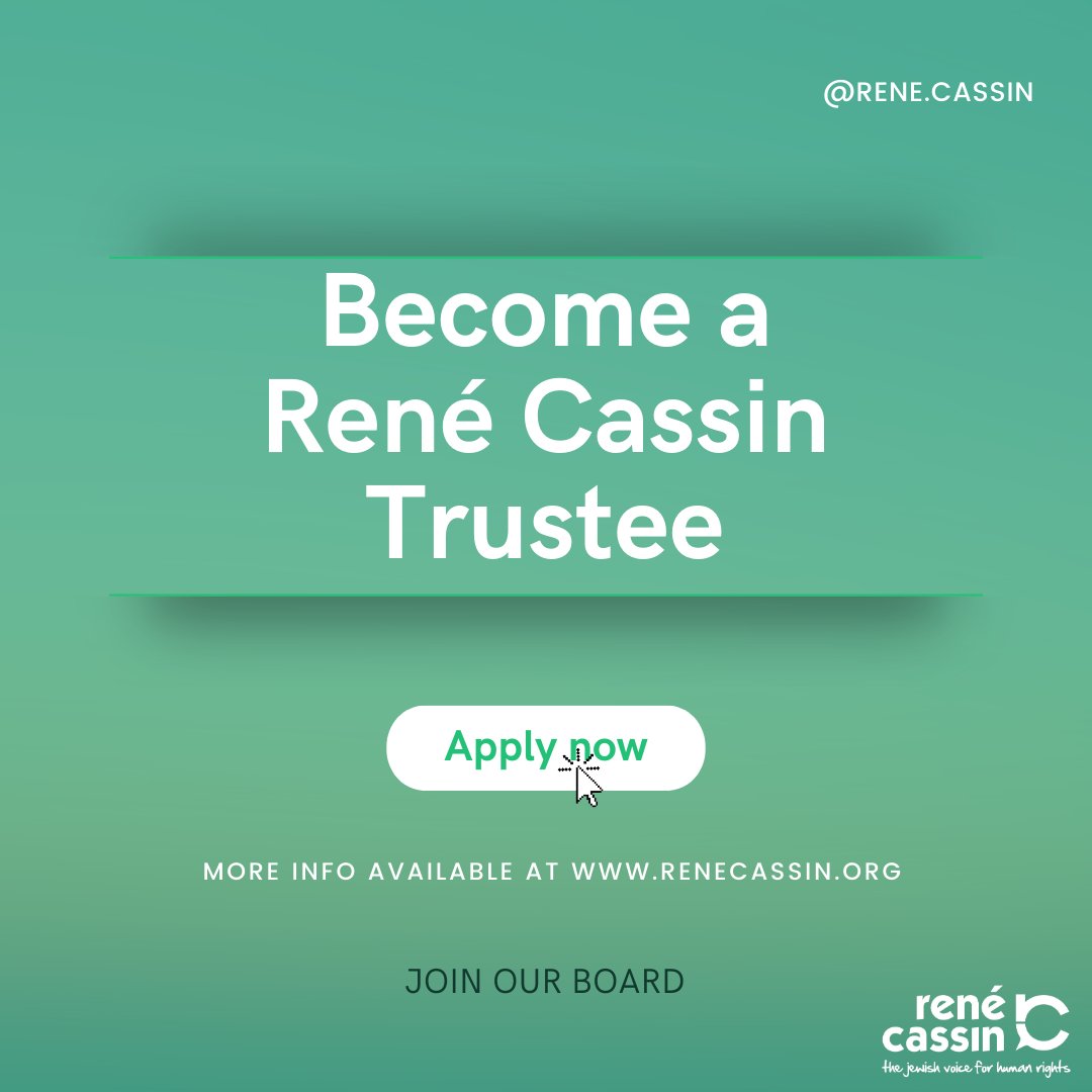 ▶ Become a René Cassin #Trustee! ◀

💼 Send a CV and cover letter to info@renecassin.org 
☎ Have an informal chat with our Chair, Daniel Silverstone
📧 Email our Executive Director Mia
📅 Deadline: Friday 16th February 2024
🔗 More details: bit.ly/41QIMtz

#ApplyNow