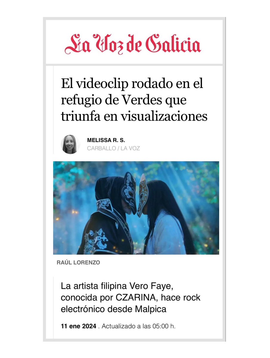 C Z A R I N A (@czarinanyc) on Twitter photo It’s nice waking up to this!
Muchas gracias a <a href="/lavozdegalicia/">La Voz de Galicia</a> por el artículo editorial sobre “The Fox’s Wedding” (La Boda de Zorro) video musical!
lavozdegalicia.es/noticia/carbal… It’s nice waking up to this!
Muchas gracias a <a href="/lavozdegalicia/">La Voz de Galicia</a> por el artículo editorial sobre “The Fox’s Wedding” (La Boda de Zorro) video musical!
lavozdegalicia.es/noticia/carbal…