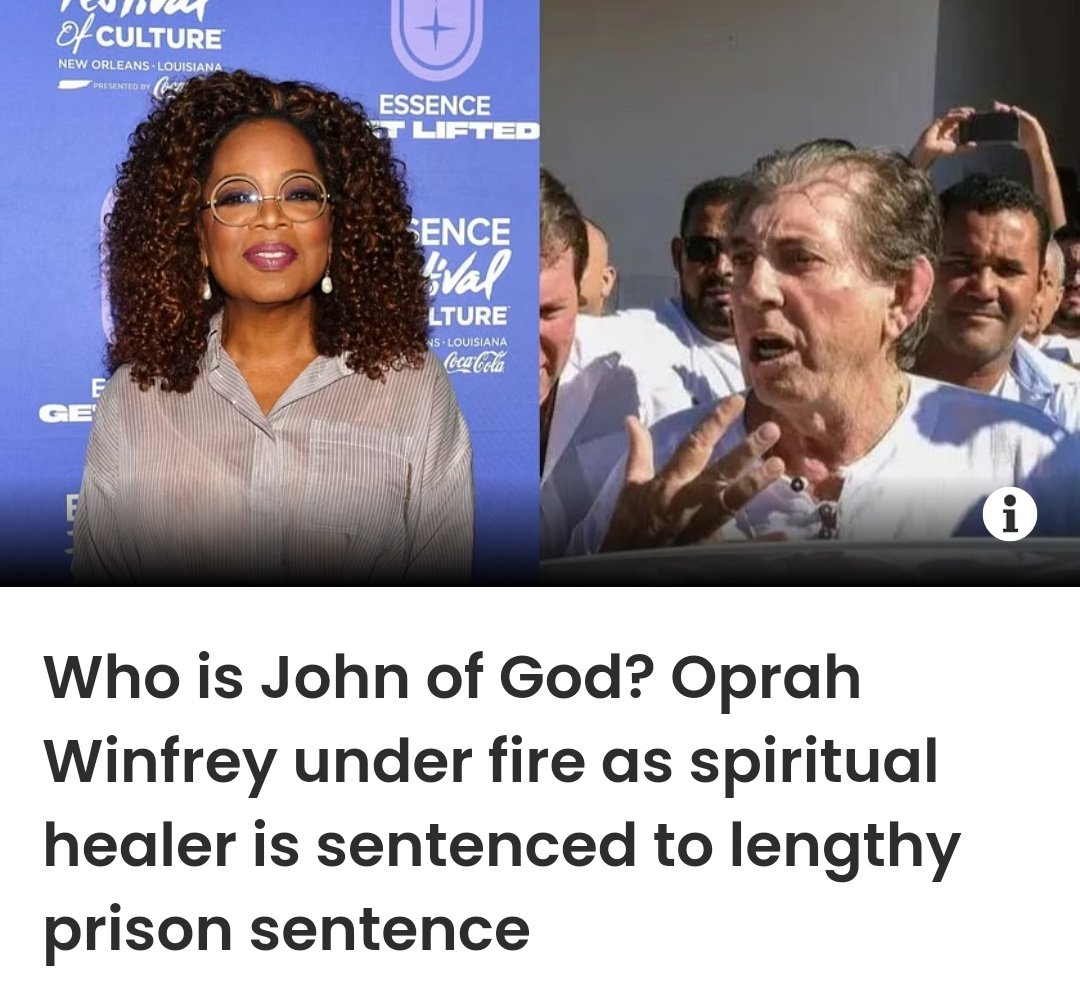 TINFQIL's tweet photo. If Oprah praising Harvey wasn't enough...

How about her, "Spiritual Advisor"

Do you know who, "John of God" is?

His crimes?

Seeing a pattern yet?
🧵(13/25) 👇 https://t.co/6uVWXbYJnX