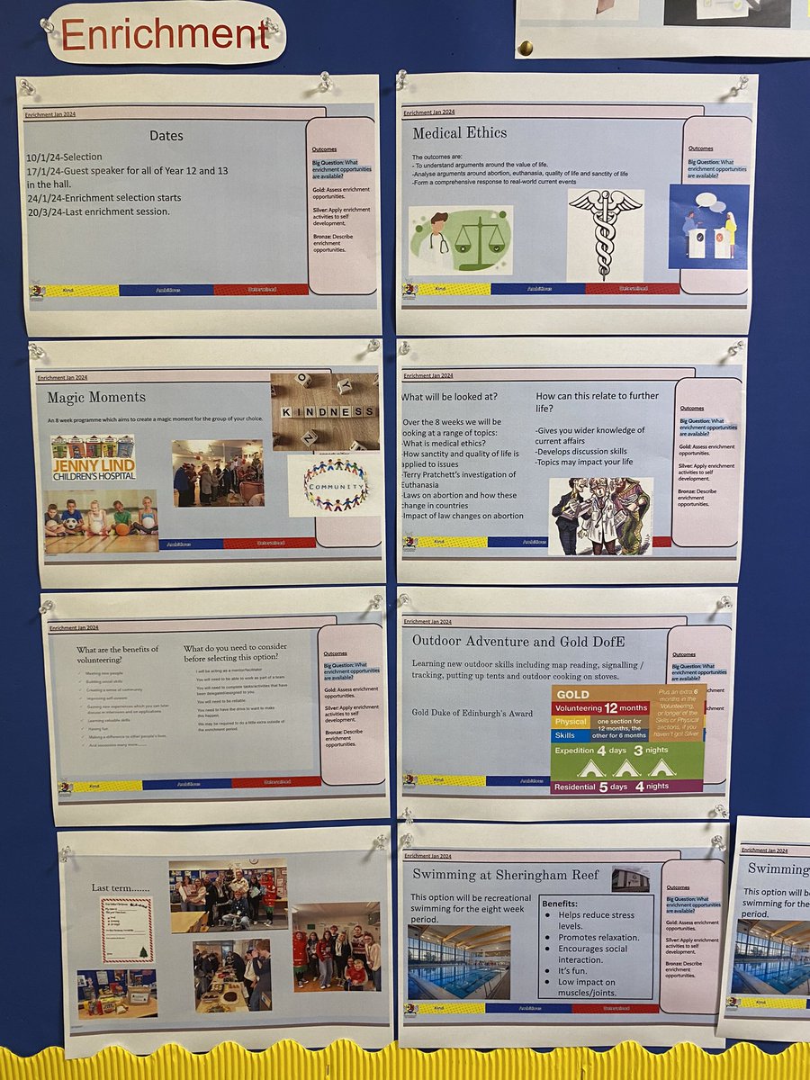 Fakenham6thForm's tweet photo. This terms enrichment options. What would you choose? Magic moments, outdoor adventures, swimming or medical ethics. #Kindness #ambition #determination @FakenhamAcademy @APHS_PE @AldermanHigh @SapientiaTrust @LitchamSchool @EveryoneActive https://t.co/bBD2shx8Oe