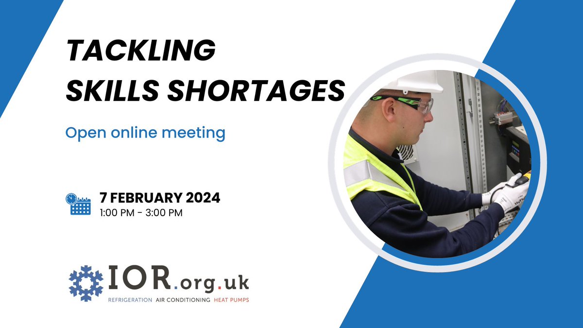 IOR members have identified #skillsshortages as one of the key areas that our industry needs to address. On 7 February, we are holding an open online meeting to discuss these issues and look at how through the  IOR we can tackle the #skills &amp; #training crisis
#RACHP #cooling