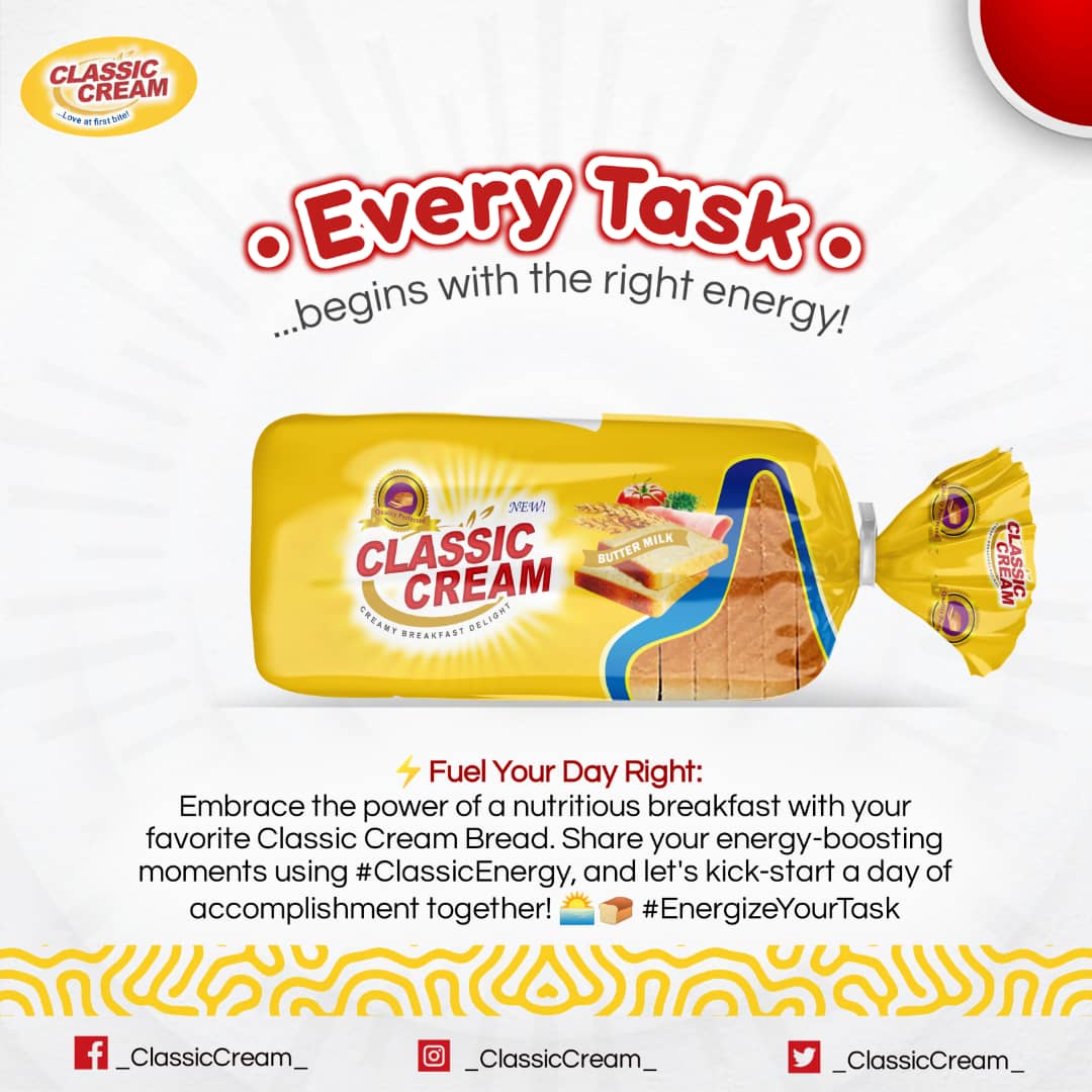 _ClassicCream_'s tweet photo. Fuel Your Day Right: Every Task Begins with the Right Energy! ⚡️ Embrace the power of a nutritious breakfast with Classic Cream Bread. Share your energy-boosting moments using #ClassicEnergy, and let's kick-start a day of accomplishment together!

Follow for more @_classiccream_ https://t.co/mZftwH4toF