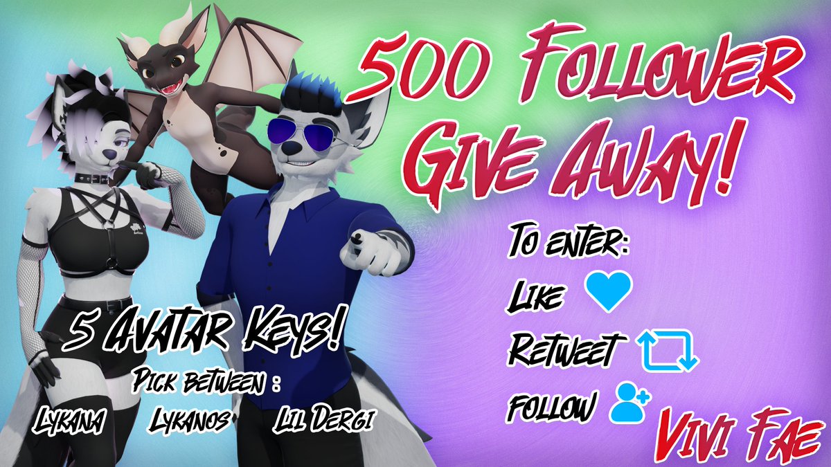Vivi_Fae's tweet photo. 📢🌟500 Followers Giveaway!🌟📢

Giving away 5 avatar bases from my Gumroad!
https://t.co/9G8RU38Zvm 
To enter: 
✔️Like 
➕Follow 
🔁Retweet 
Ends 18th Jan! 

#VRChat #VRC #vrcfurry https://t.co/ad2HlQc2Z9