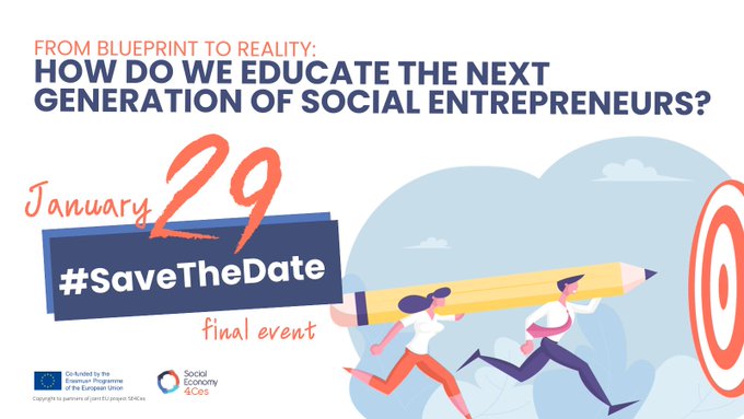 📢#SAVETHEDATE

👉Next 29 January our project <a href="/SE4Cesproject/">SE4Ces</a> hosts its "final" event in Brussels 🇧🇪!

We'llopen the discussion on how to adapt the evolving needs of #coop &amp; #socialeconomy education to current standards. #SE4Ces 

eventbrite.be/e/se4ces-final…