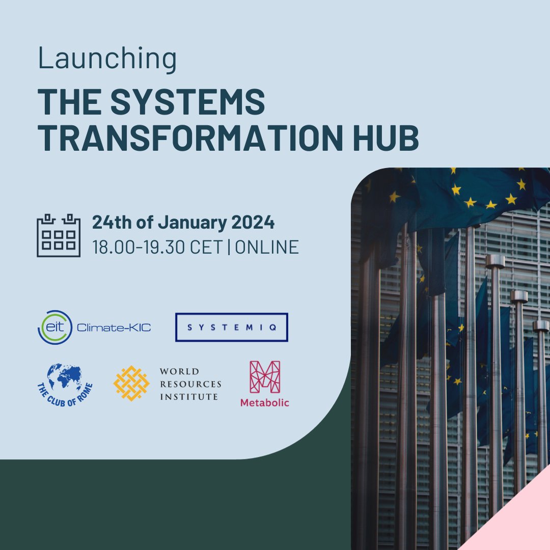 wrieurope's tweet photo. 🗓Launching the #SystemsTransformationHub w/ @ClubOfRome, @ClimateKIC, @MetabolicHQ and @SYSTEMIQ_Ltd! 

As 🇪🇺 gears up for elections, the call for a vision prioritizing #sustainability &amp; cohesion grows. Join us to explore how we aim to help EU: https://t.co/AdY0c3qKFL https://t.co/W3yZRmrrUy