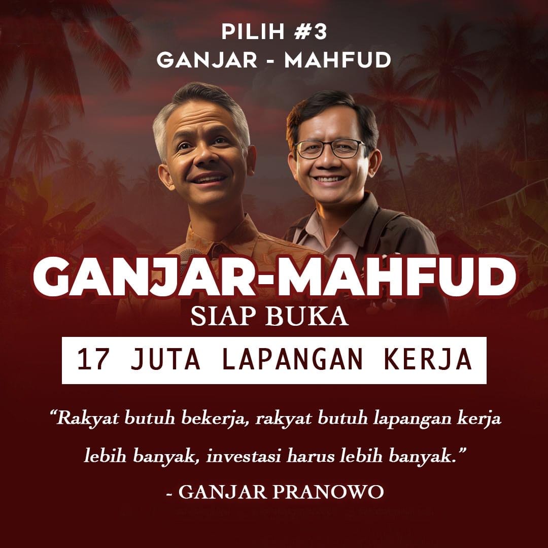 Rakyat butuh bekerja, rakyat butuh lapangan kerja lebih banyak, maka investasi harus lebih banyak, bukan makan siang gratis dan susu gratis 👌👍🤟
<a href="/ganjarpranowo/">Ganjar Pranowo</a> 
<a href="/mohmahfudmd/">Mahfud MD</a> 
#GanjarMahfud2024 
#GanjarMahfudM3nangDebat 
#L3bihbaik