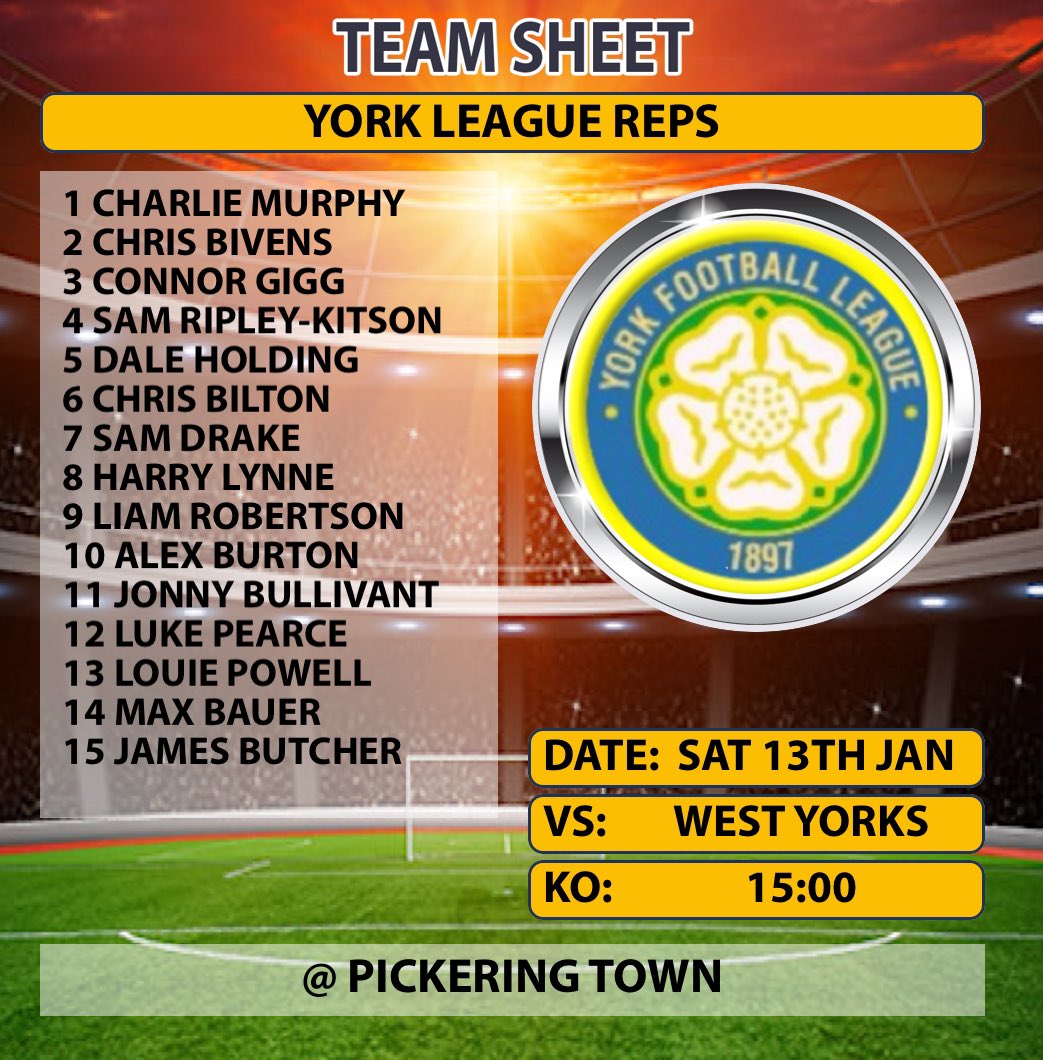 york_reps's tweet photo. Squad for this weekends cup game at Pickering Town vs West Yorkshire Association. Please see comments for more details. All support welcome https://t.co/kly2GqgO38