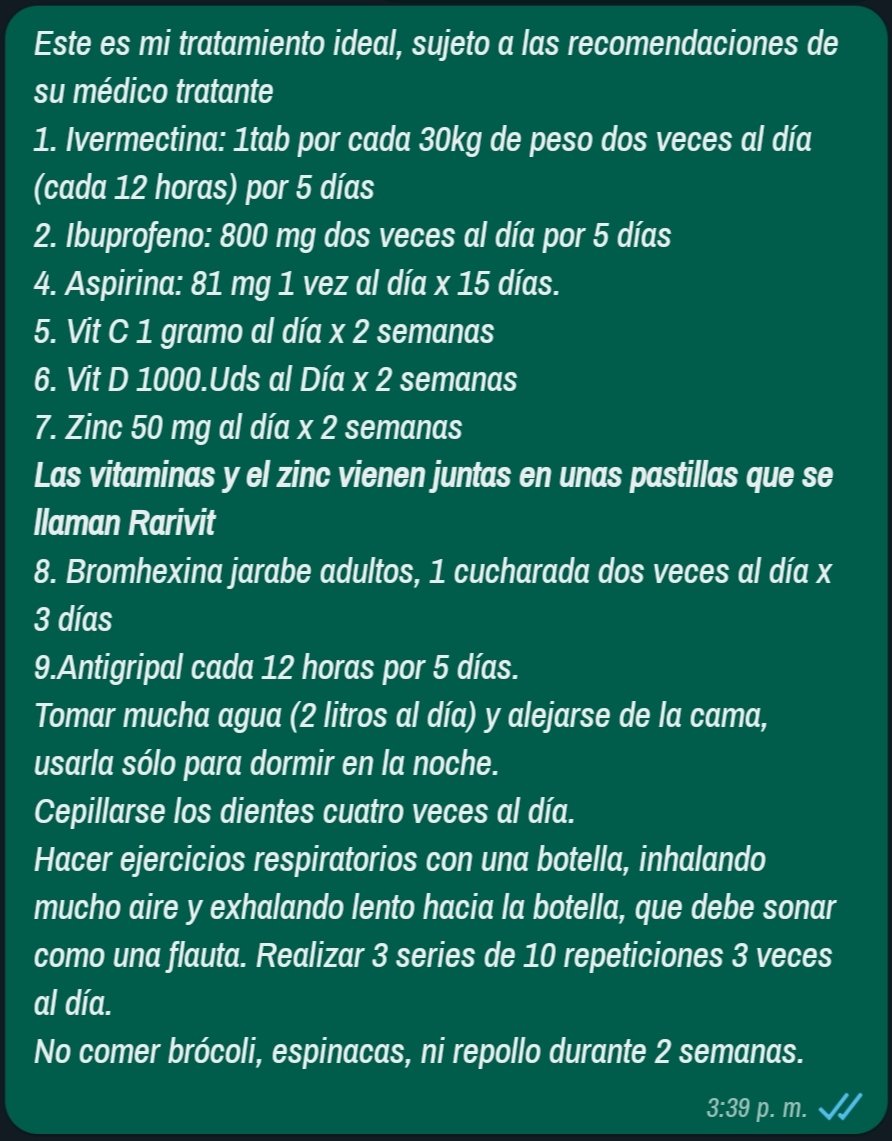 NOmasCNE's tweet image. Por favor, ayúdenme a redactar mejor esto, es sobre el Tratamiento Ambulatorio Precoz para el COVID -19 que incluye Ivermectina. Lo pido porque hay gente que lo lee y me dice que aún no ha comenzado a tomar antibióticos 🤷 (?!)