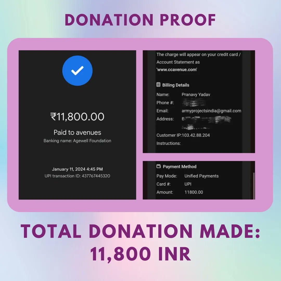ARMYProjectsIND's tweet photo. Seokjin Birthday Project of 2023!
Our goal was Rs 11,000, but thanks to your generous support we were able to donate 11,800 to aid elderly people of India 💖

#HappyBirthdayJin #HappyJinDay #SeokjinDay #jinbirthdayproject #kimseokjin #btsbirthdayproject https://t.co/aNJl5vZhcN