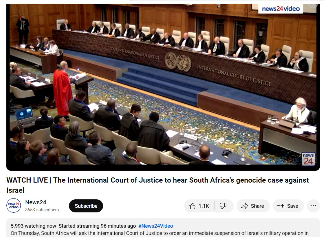 Danigh_a's tweet photo. The #IntenationalCourtOfJustice is currently hearing #SouthAfrica 's case against #Israel under the #GenocideConvention 

People who suffered under #Apartheid now defending #Palestine as lawyers against a country with whom they have strong trade relations 
#CEASEFIRE_NOW https://t.co/kWyJrnQCde