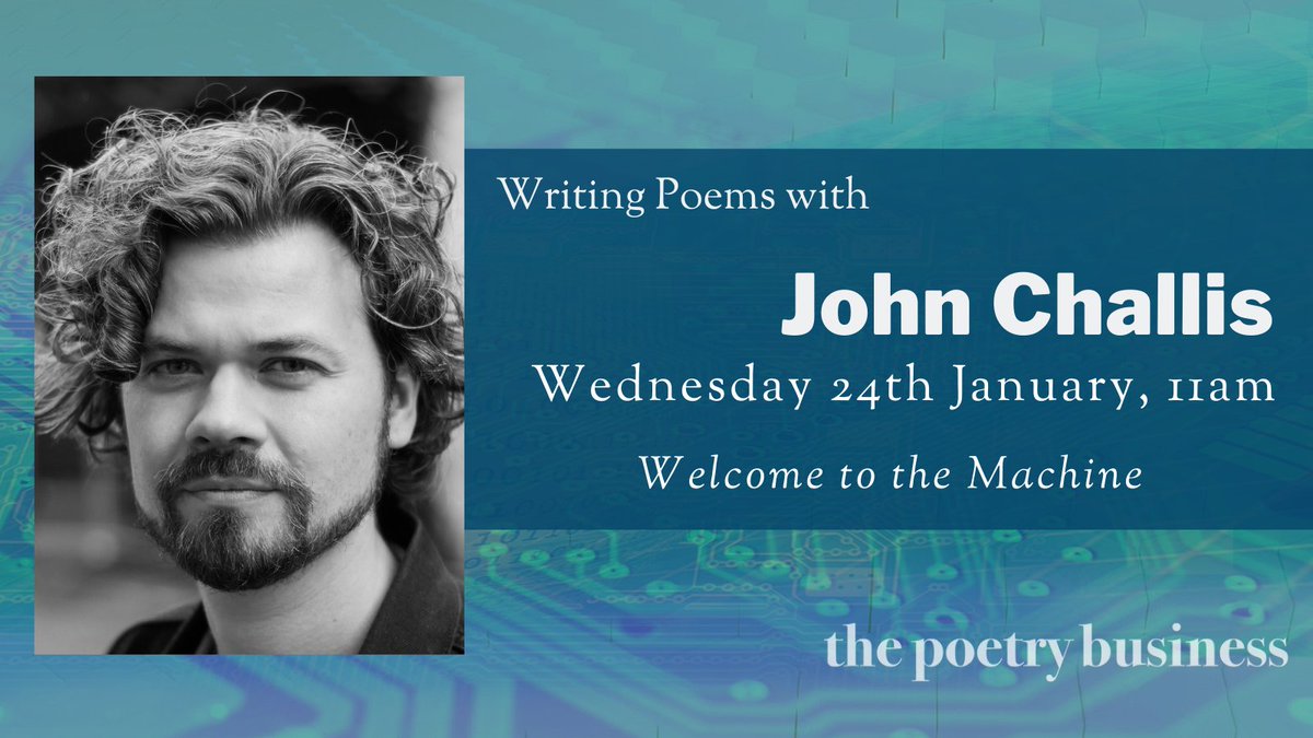 COMING UP THIS MONTH: John Challis (@johndchallis) joins us for 'Welcome to the Machine', an online poetry workshop exploring ways of writing about machines, their coolness, their futurity, their detachment... 📡📱📻📺🛰️🏗️🤖 Wed 24 Jan, 11am: buytickets.at/thepoetrybusin…