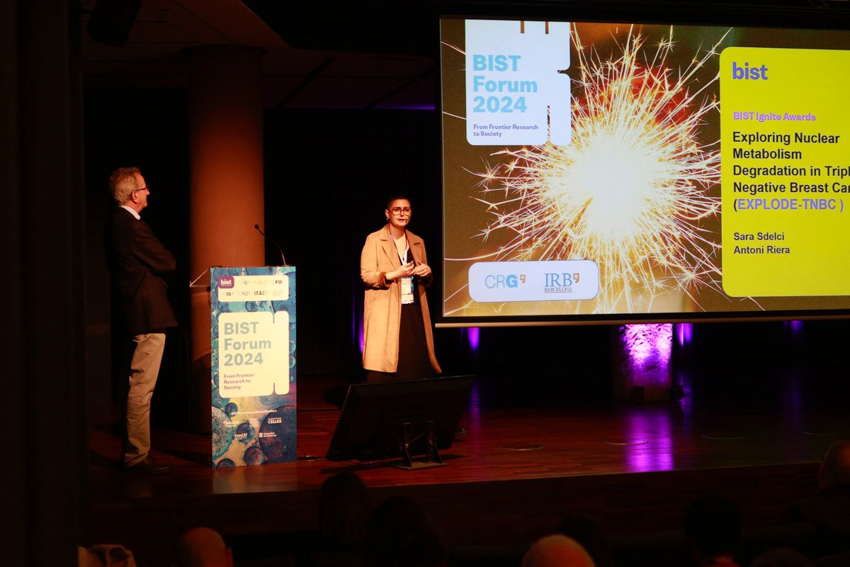 _BIST's tweet photo. The #BISTForum has included the announcement of the projects awarded with the #BISTIgnite 6thEd and the presentations of the #BISTIgniteAwards projects Terafox (@ICFOnians @icn2nano) and Explode-TNBC (@IRBBarcelona @CRGenomica) https://t.co/lOxjFLDLZK
