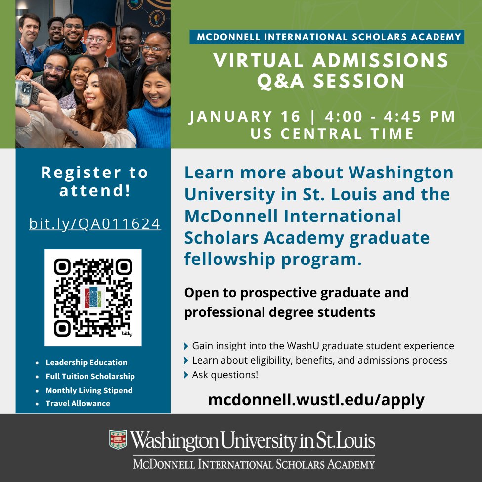The #McDonnellAcademy admissions team is hosting a virtual Q&amp;A session on January 16 at 4:00 - 4:45 p.m. US Central Time. Ask questions and learn more about the program and admissions process!! Register to join us! ⬇️ bit.ly/QA011624