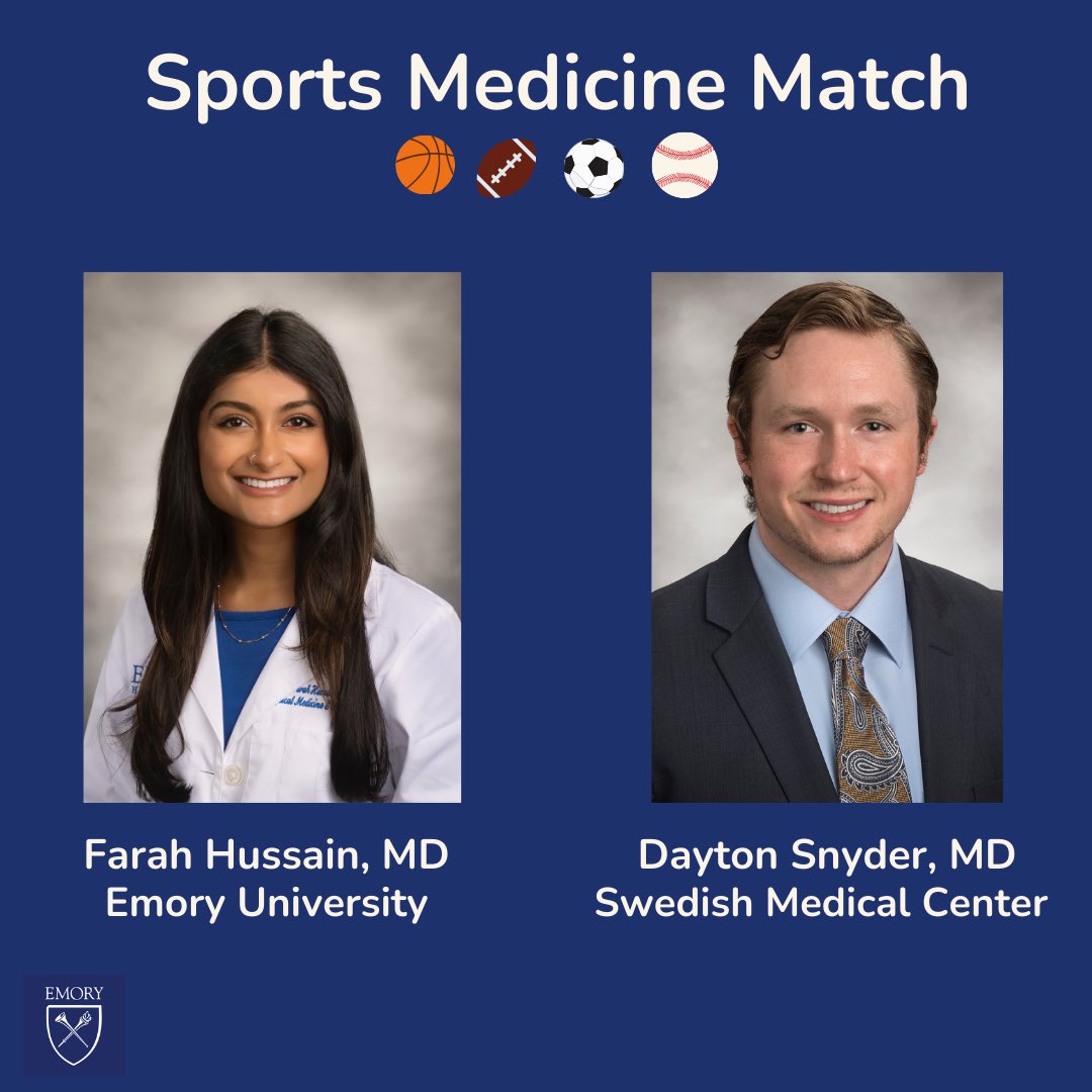 Emory PM&R (@emorypmr) on Twitter photo A big congratulations to our chiefs <a href="/farah_huss/">Farah Hussain, MD</a> and <a href="/DrDaytonSnyder/">Dayton Snyder, MD</a> on the Sports Medicine Match! We are so proud! A big congratulations to our chiefs <a href="/farah_huss/">Farah Hussain, MD</a> and <a href="/DrDaytonSnyder/">Dayton Snyder, MD</a> on the Sports Medicine Match! We are so proud!