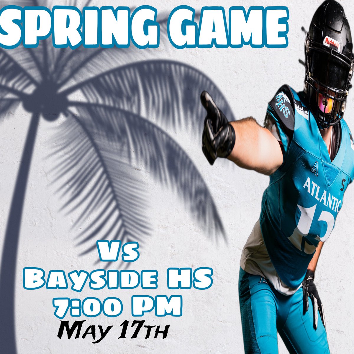 Well it’s official. Our spring game will be a teal and black affair. We will be hosting @BaysideBears1 on May 17th @ChrisBoyleDBNJ @FlaHSFootball @CenFLAPreps @Watson_VCS @jedoster @CoachSquatty @Andy_Villamarzo @PrepRedzoneFL