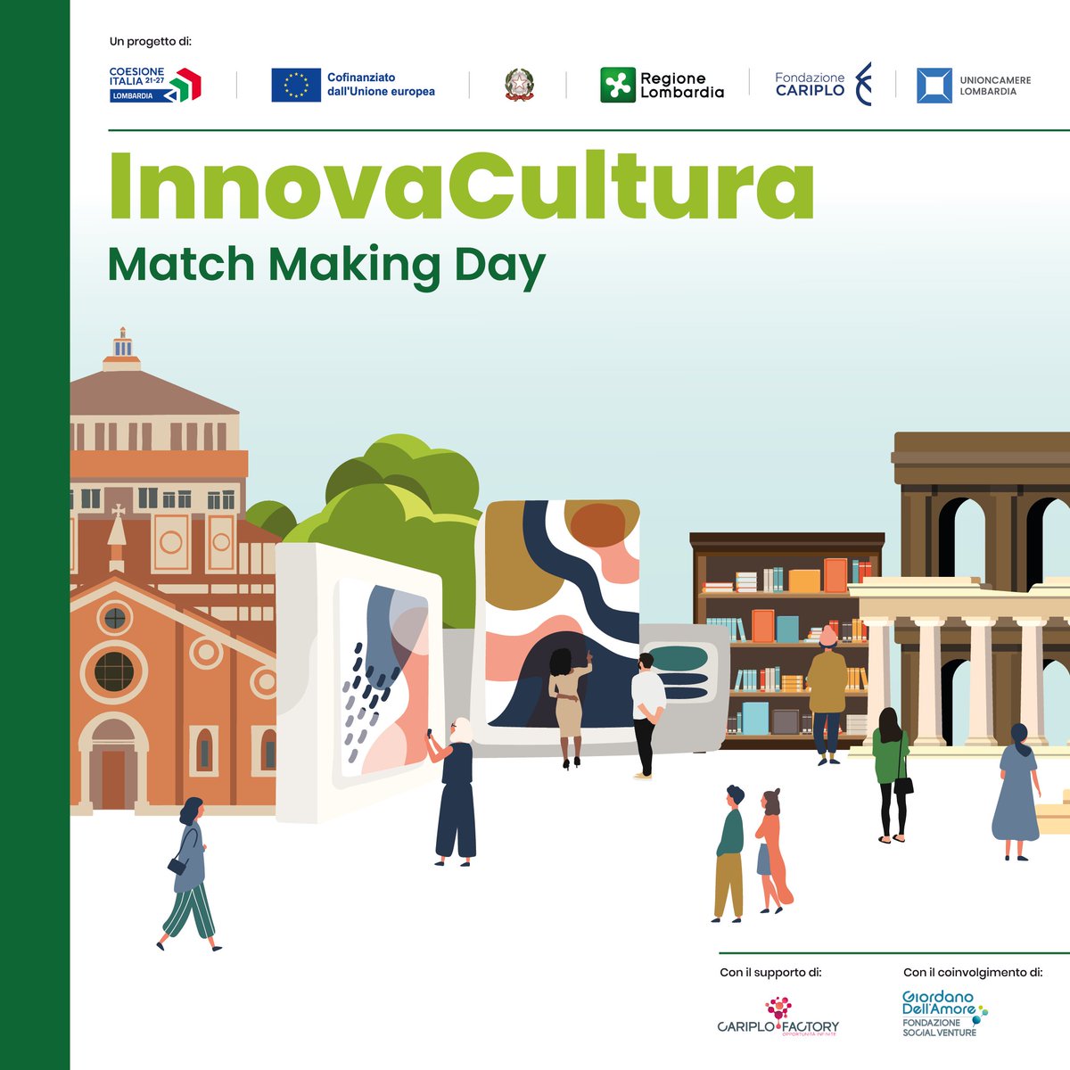 RegLombardia's tweet photo. Il 18/1 si terrà a Milano #InnovaCultura #MatchMakingDay
Le 24 realtà innovative del programma di empowerment presenteranno la loro soluzione creativa agli Istituti e Luoghi della Cultura lombardi e ai partner dell'iniziativa. #FESRLombardia #UE2127
👉 https://t.co/ciiqXFT44J https://t.co/Xk6clOF9dn