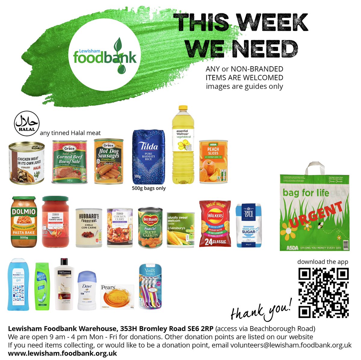 lewishamfood's tweet photo. Some of you have asked what our current needs are - here you go.
Others are asking how you can donate money - £5/£10 a month would make a huge difference & keep us going & enable us to purchase what we most need. Check the ‘donate money’ page on our website.
#thisweekweneed https://t.co/8E9mbqGwEO