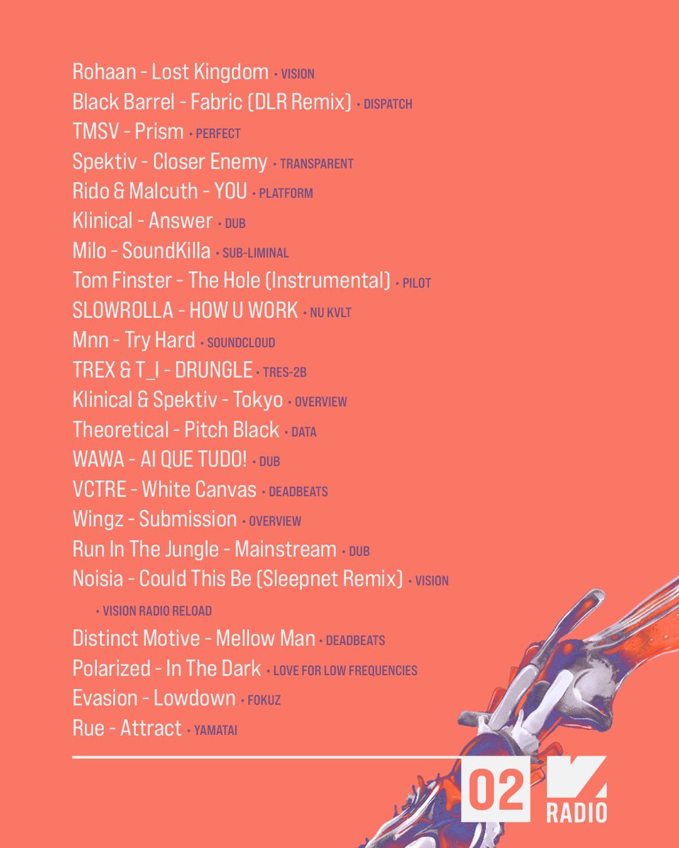 JEMIG! 

VISION Radio is packed with some heat yet again 🔥 Featuring new music by <a href="/RohaanOfficial/">Rohaan (UK)</a>, <a href="/TMSVmusic/">T M S V 🪐</a>, <a href="/tomfinstermusic/">Tom Finster</a>, <a href="/danklinical/">Klinical</a> and much more...! 

Listen via visionrecordings.nl/radio