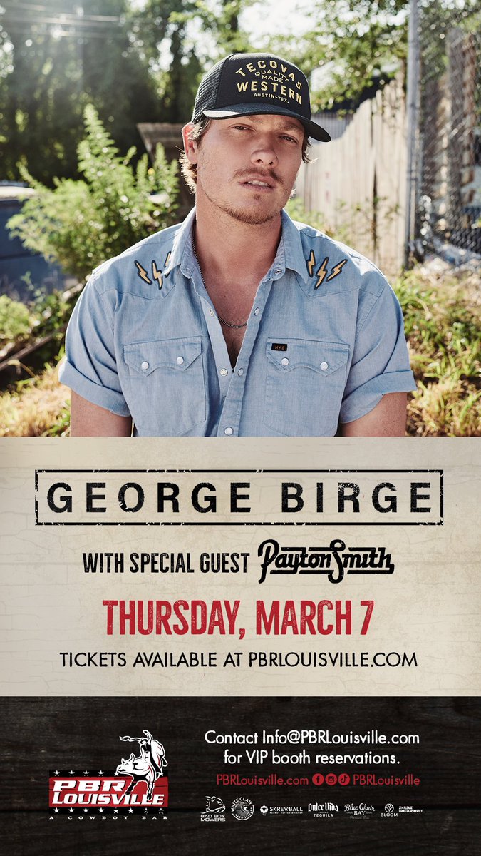 You don’t want to miss @georgebirge at PBR Louisville on Thursday, March 7. Tickets go on sale Friday, January 12. Use presale code PBRVIP to get your tickets NOW! Visit 4thstlive.com/events for more details.