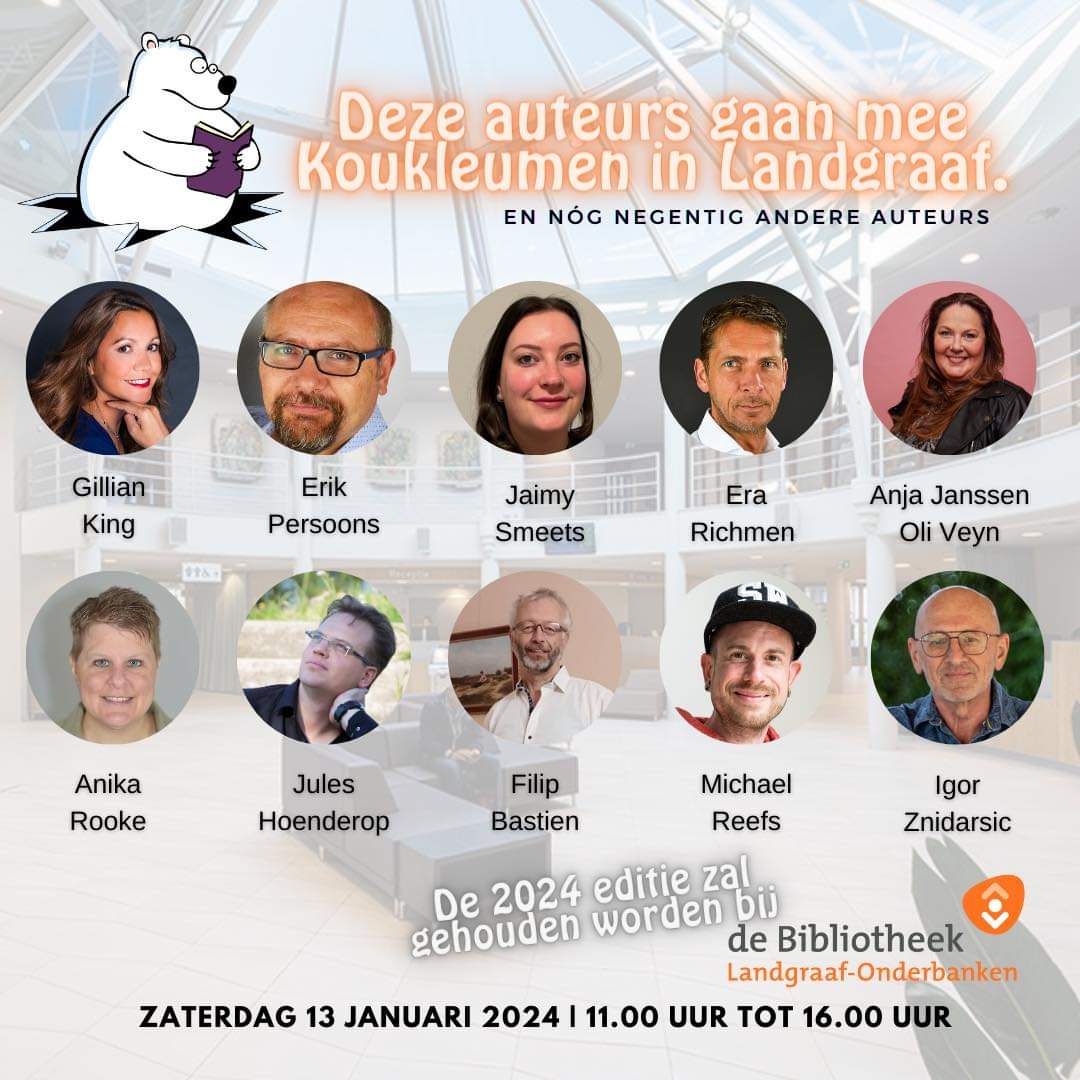 Aankomend weekend ga ik iets leuks doen. Samen met René reis ik namelijk af naar Limburg waar ik als één van de 100 auteurs aanwezig mag zijn bij het exclusieve KouKleum-evenement in Landgraaf. Ook al wel het gezelligste boekenfeestje van Nederland genoemd. Ben jij er ook bij?