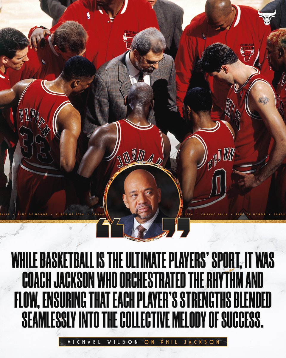 'He's the greatest bandleader the game has ever seen.' -@RealMikeWilbon on Phil Jackson. Read the full essay at Bulls.com/RingOfHonor