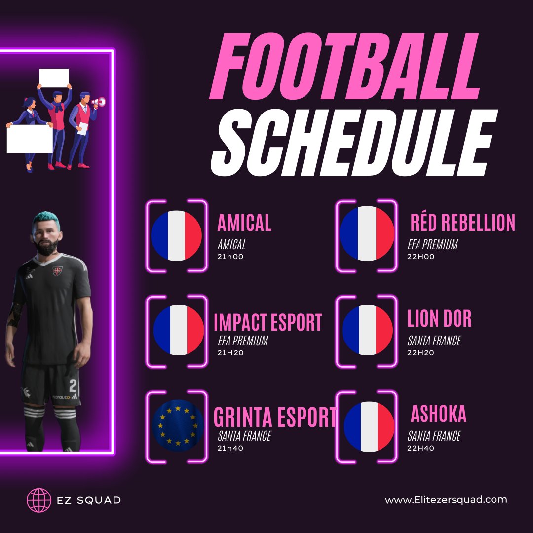 ⚔️MATCH DAY⚔️

 Reprise de la compétition pour la ez squad au programme 2 match <a href="/EfaFranceoff/">EFA France 🇨🇵</a> pour terminer cette saison est 3 match @SantaFrance1    faudra allé chercher le maximum de points pour cette deuxième saison vamos👊👊👊