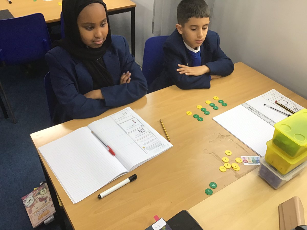 stsilasyear5's tweet photo. Quotitive division today using place value counters and part-whole models. Great use of mathematical language and identifying how the expression matches the structure. #SilasMaths @NCETM https://t.co/m2geqR9bPy