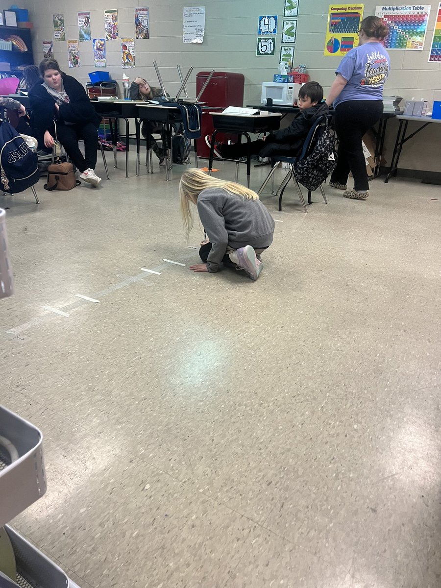RoseHillRaiders's tweet image. Finding equivalent fractions is fun when you have a giant number line on the floor! #STEMpossible @TiffanyGreen08 @suptking @JMCSchools @JMCSSInnovation