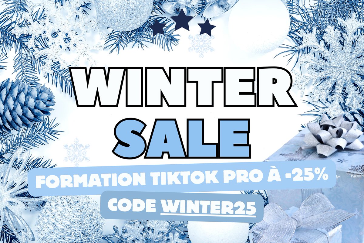 Nous sommes le 11 janvier, 2ème jour des SOLDES d’HIVER 🎁

Comme annoncé, j’offre un code promo exceptionnel sur TikTokPro,

Il n’y aura que 10 places disponibles !

Avec le code WINTER25, tu bénéficies de 25% de réduction sur la formation, lien en dessous ⤵️