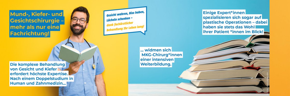DGMKG_Tweets's tweet photo. MKG-Chirurgie ist mehr als nur eine Disziplin! Nach einem Doppelstudium und einer fünfjährigen Weiterbildung fokussieren sich   MKG-Chirurg*innen auf das Gesicht und den Zahn-, Mund und Kieferbereich. Im   Mittelpunkt stehen dabei fachärztlich chirurgische Operationen. https://t.co/bkAoJH9wD4