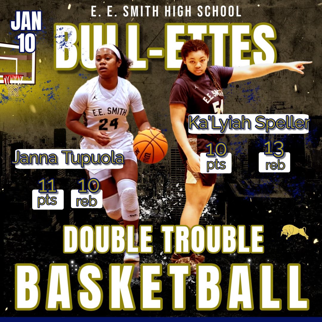 BullettesWBB's tweet photo. Dropping double-double trouble because it's Throwback Thursday! @jannatupuola and Ka’Lyiah with the double double from Wednesday night.🏀🔥 #RunItBack #SeeingDouble #DoubleDoubleAlert #HoopsNostalgia #TBT https://t.co/NhOQQZ61K6