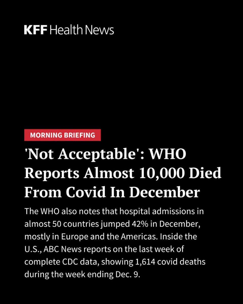 Damnit—folks still hospitalized & dying of #COVID at unacceptable levels. The WHO is even concerned. Reasons why: waning immunity, new variants like #JN1, people not getting updated XBB COVID shots, & not accessing treatments—difficult, unaffordable or no access. #CovidIsNotOver