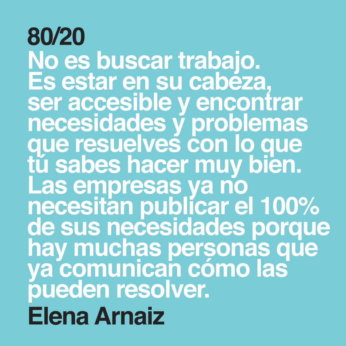 80/20: No es buscar trabajo. Es estar en su cabeza, ser accesible y encontrar necesidades y problemas que resuelves con lo que tú sabes hacer muy bien. 🧵