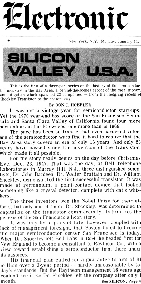#otd in 1971 a reporter used the phrase “Silicon Valley” as the title for a series about Bay Area semiconductor companies. 40+ years later, Silicon Valley’s 5 largest companies have a market valuation greater than the entire UK economy: bit.ly/369jzgA (Fact v/@smihm)