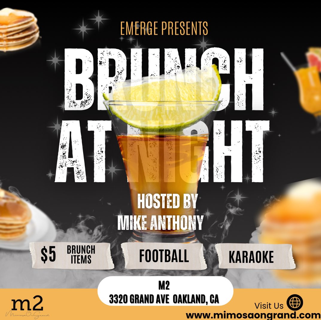 Mike_Anthony8's tweet photo. Thursday Nights are a complete Vibe inside M2 on Grand. 3320 Grand Ave Oakland, CA Iz Lit 🔥 5PM-11PM 🚀 Come through and have a Dope Time enjoying $5.00 Food Items while watching sports followed by Karaoke 🎤🔥 https://t.co/halCd7i1mU
