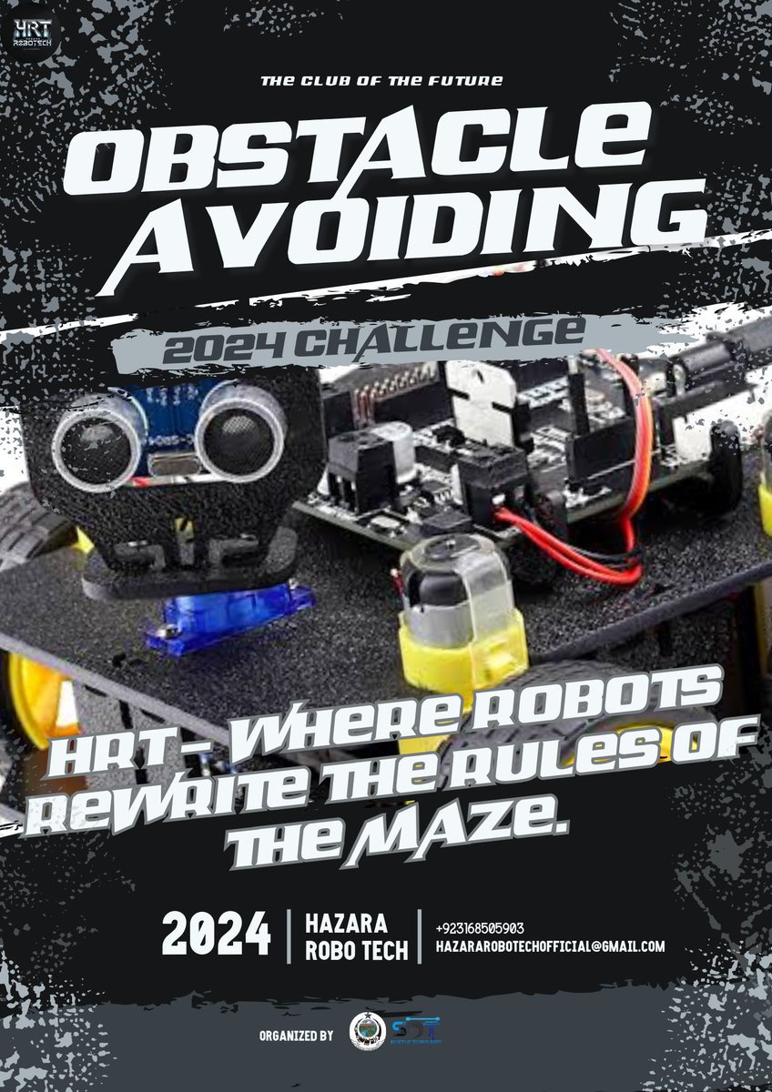 HazaraRobo's tweet photo. 🏁HRT (Where Robots Rewrite The Rules Of The Maze)🏁

🌀Hazara RoboTech Fest debuts as the leading robotics and tech event in Hazara Division.
💠Welcoming Global visionaries, students and tech enthusiast at Hazara University.

#Robotics #Hazara_University #HRT #ObstacleAvoider https://t.co/MPrOeKPbRK