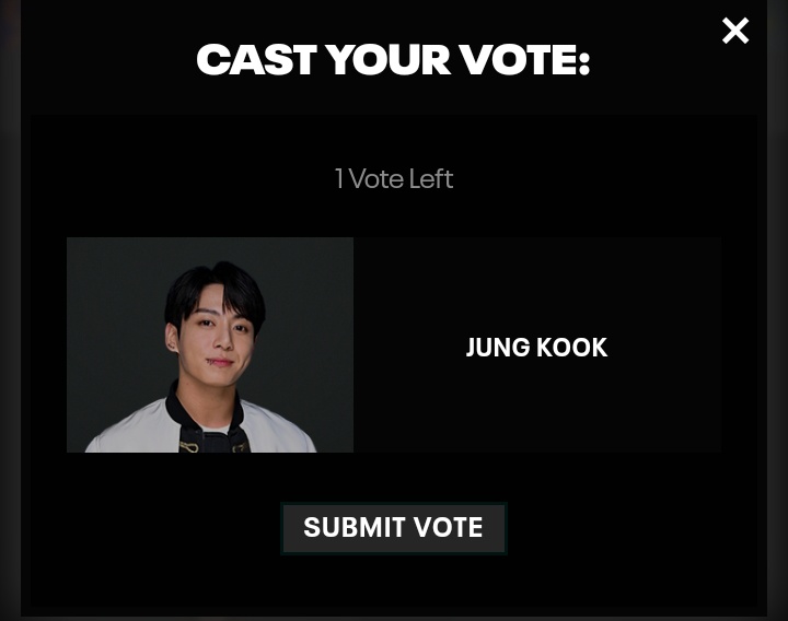 sugadboy's tweet photo. — Para votar por #JUNGKOOK van a darle a VOTE y SUBMIT VOTE.
— Asegúrense que su voto haya sido confirmado.

* Un voto diario en cada categoría por correo electrónico. https://t.co/O23Ap4QtdF